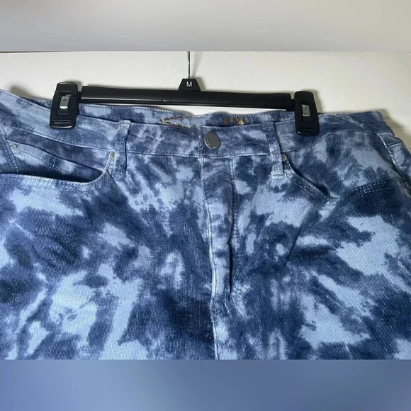 7 Seven Tie Dye Courduroy Pants Light & Dark Blue size 16 Trendy Cotton Logo - Picture 5 of 9